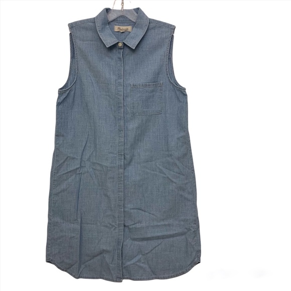 MADEWELL CHAMBRAY SLEEVELESS SHIRT DRESS - Picture 2 of 7